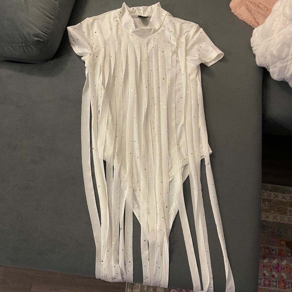 White Bodysuit with Gold Accents